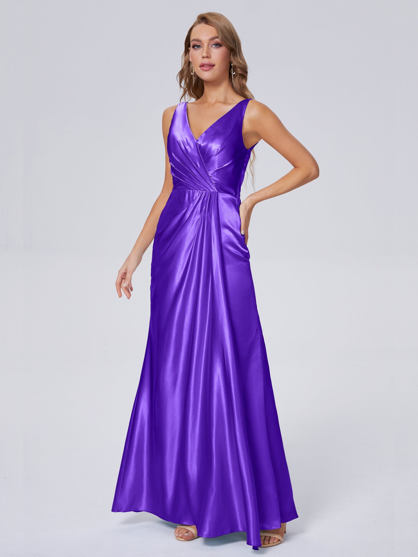 Parker Straps Soft Satin Long Bridesmaid Dresses