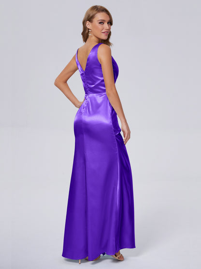 Parker Straps Soft Satin Long Bridesmaid Dresses