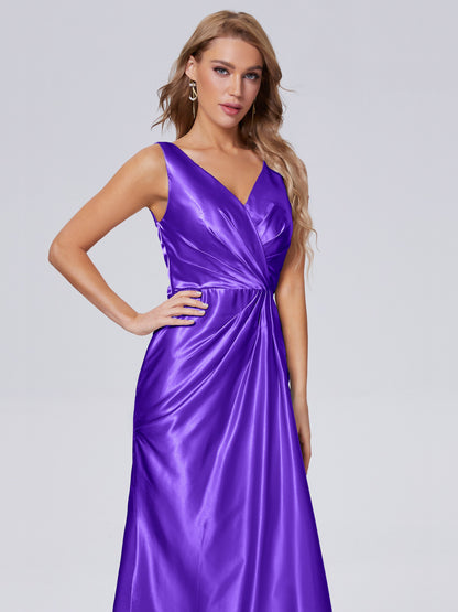 Parker Straps Soft Satin Long Bridesmaid Dresses