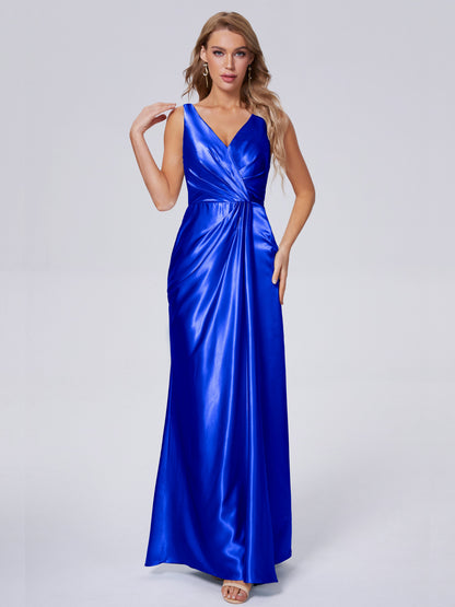 Parker Straps Soft Satin Long Bridesmaid Dresses