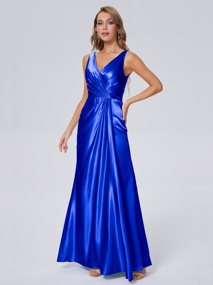 Parker Straps Soft Satin Long Bridesmaid Dresses