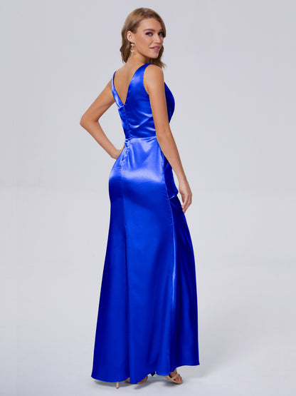 Parker Straps Soft Satin Long Bridesmaid Dresses