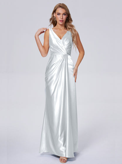 Parker Straps Soft Satin Long Bridesmaid Dresses