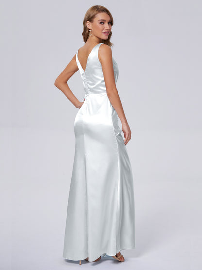 Parker Straps Soft Satin Long Bridesmaid Dresses