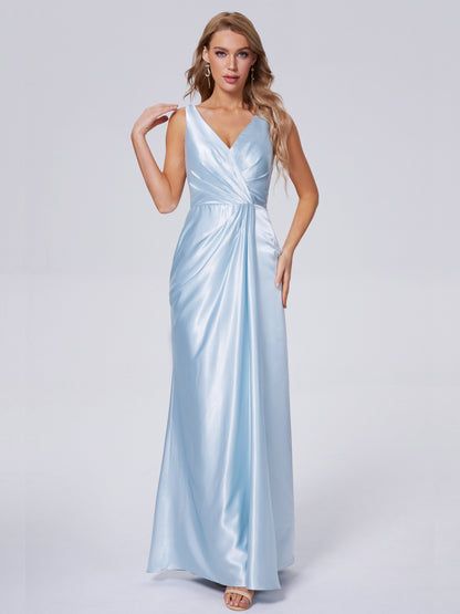 Parker Straps Soft Satin Long Bridesmaid Dresses