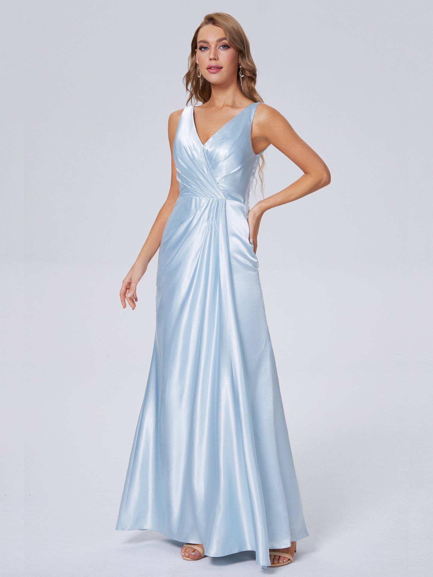 Parker Straps Soft Satin Long Bridesmaid Dresses