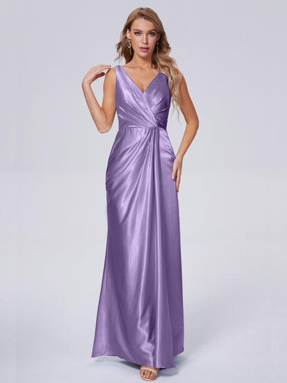 Parker Straps Soft Satin Long Bridesmaid Dresses