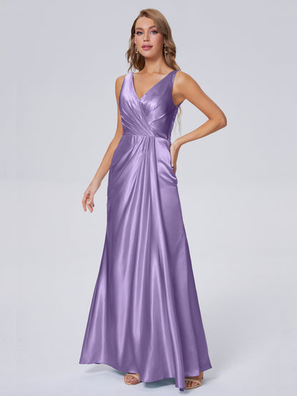 Parker Straps Soft Satin Long Bridesmaid Dresses