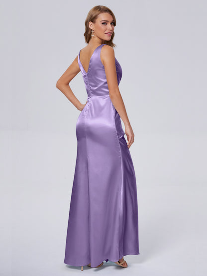 Parker Straps Soft Satin Long Bridesmaid Dresses