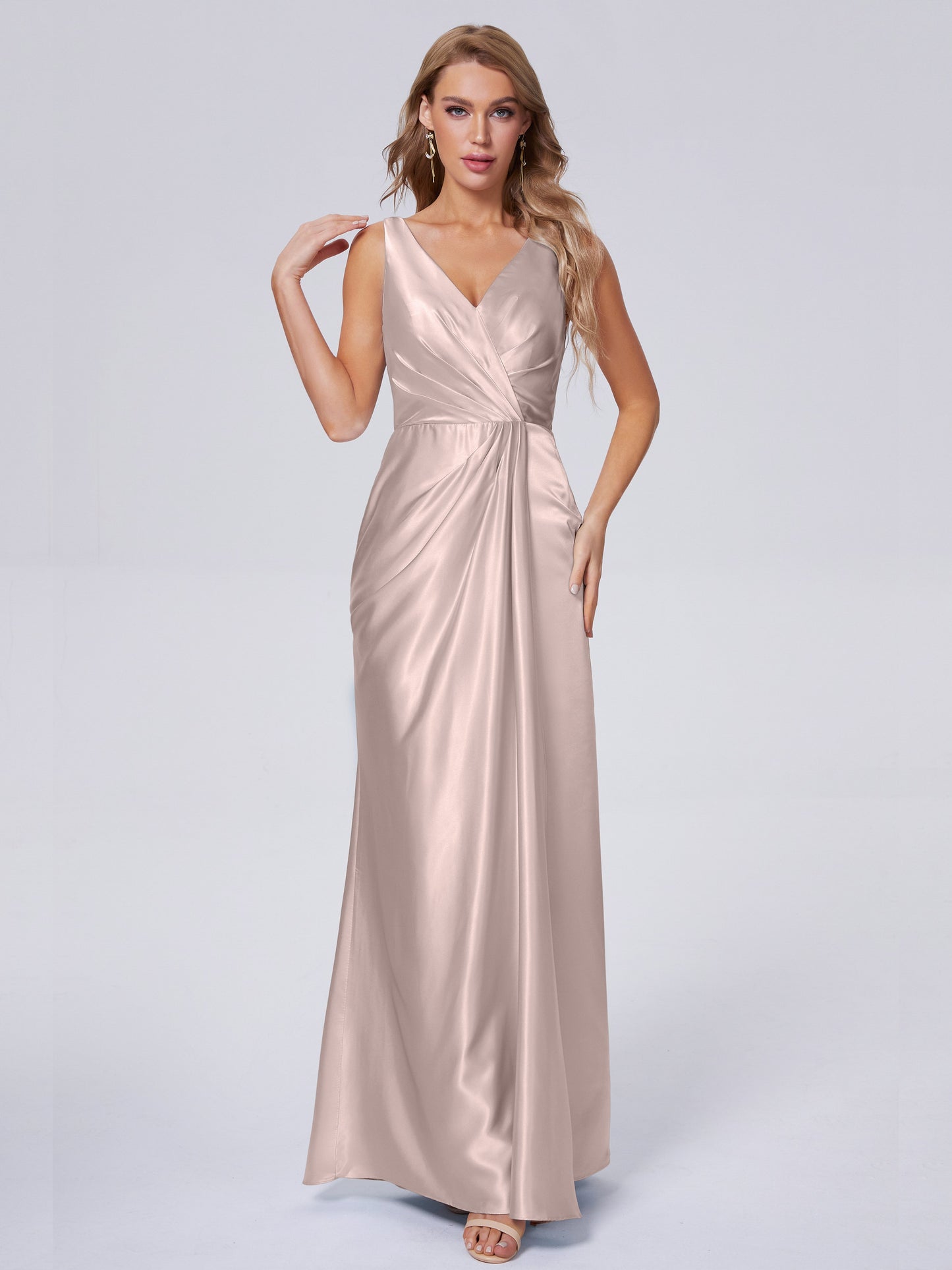 Parker Straps Soft Satin Long Bridesmaid Dresses