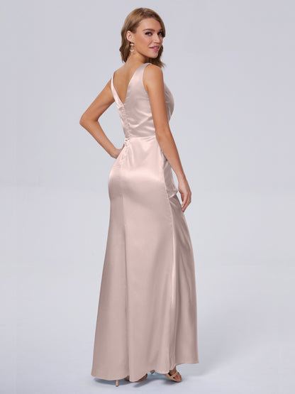 Parker Straps Soft Satin Long Bridesmaid Dresses