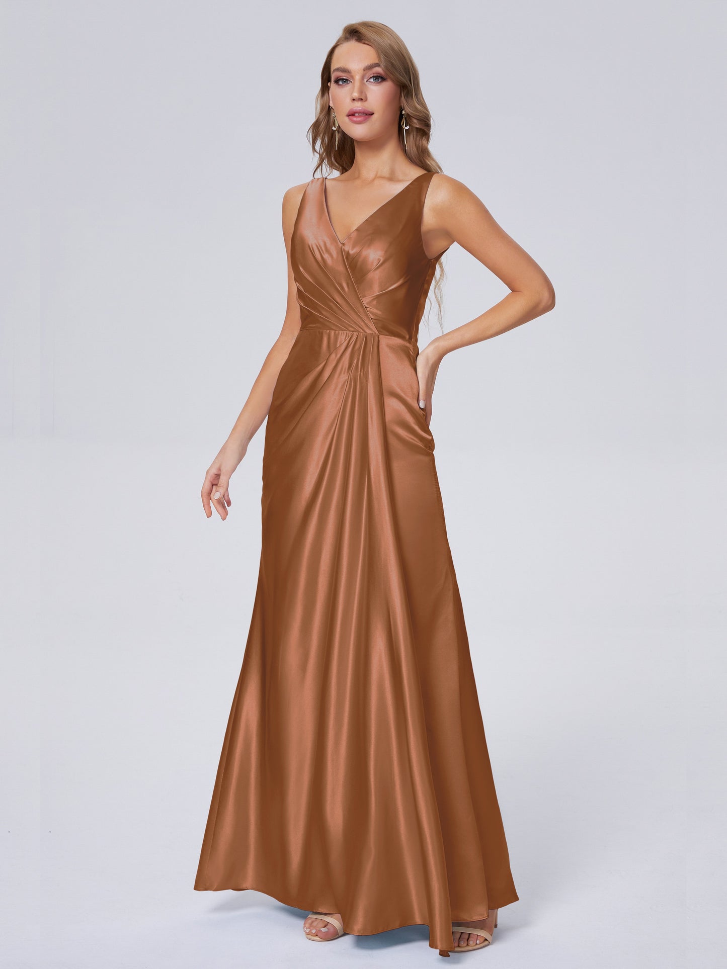 Parker Straps Soft Satin Long Bridesmaid Dresses
