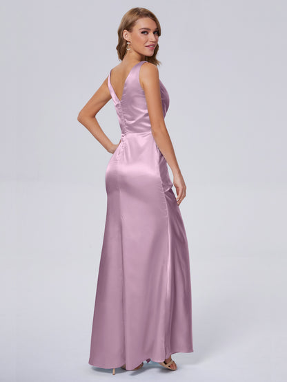 Parker Straps Soft Satin Long Bridesmaid Dresses