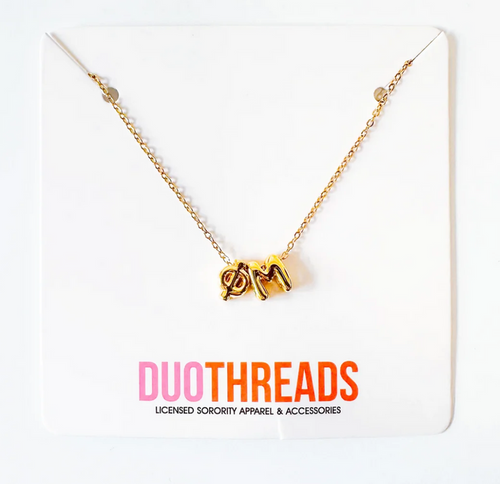 Phi Mu Bubble Gold Necklace