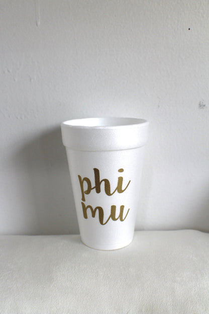 Phi Mu Foam Cups