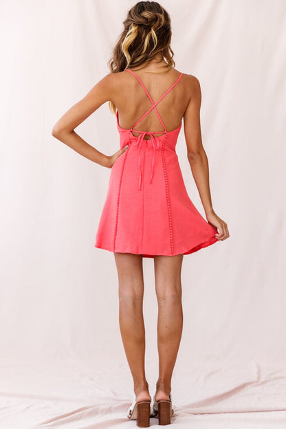 Petunia Tie-Up Back Mini Dress Coral