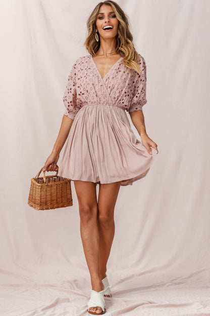 Indi Broderie Anglaise Swing Dress Mocha