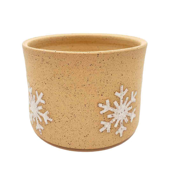 Pot - Large - White Snowflakes by Kathy Manzella Ceramics