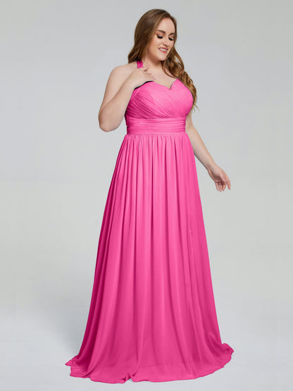Presley Halter Split Plus Size Long Bridesmaid Dresses