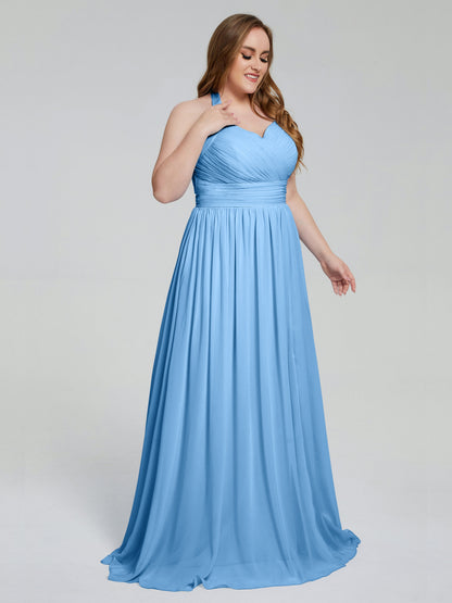Presley Halter Split Plus Size Long Bridesmaid Dresses