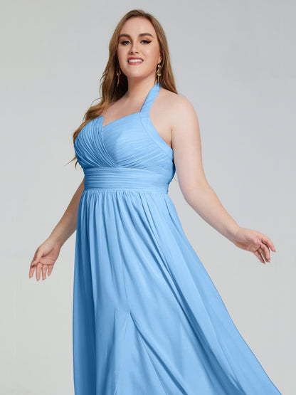 Presley Halter Split Plus Size Long Bridesmaid Dresses