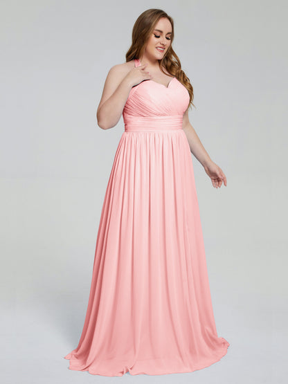 Presley Halter Split Plus Size Long Bridesmaid Dresses