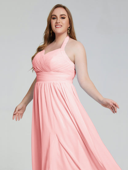 Presley Halter Split Plus Size Long Bridesmaid Dresses