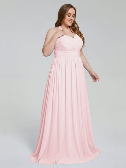Presley Halter Split Plus Size Long Bridesmaid Dresses