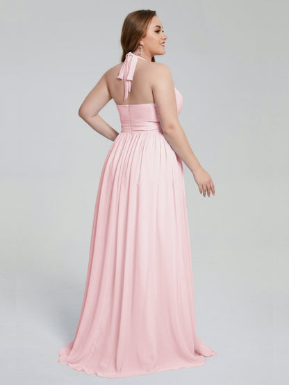 Presley Halter Split Plus Size Long Bridesmaid Dresses
