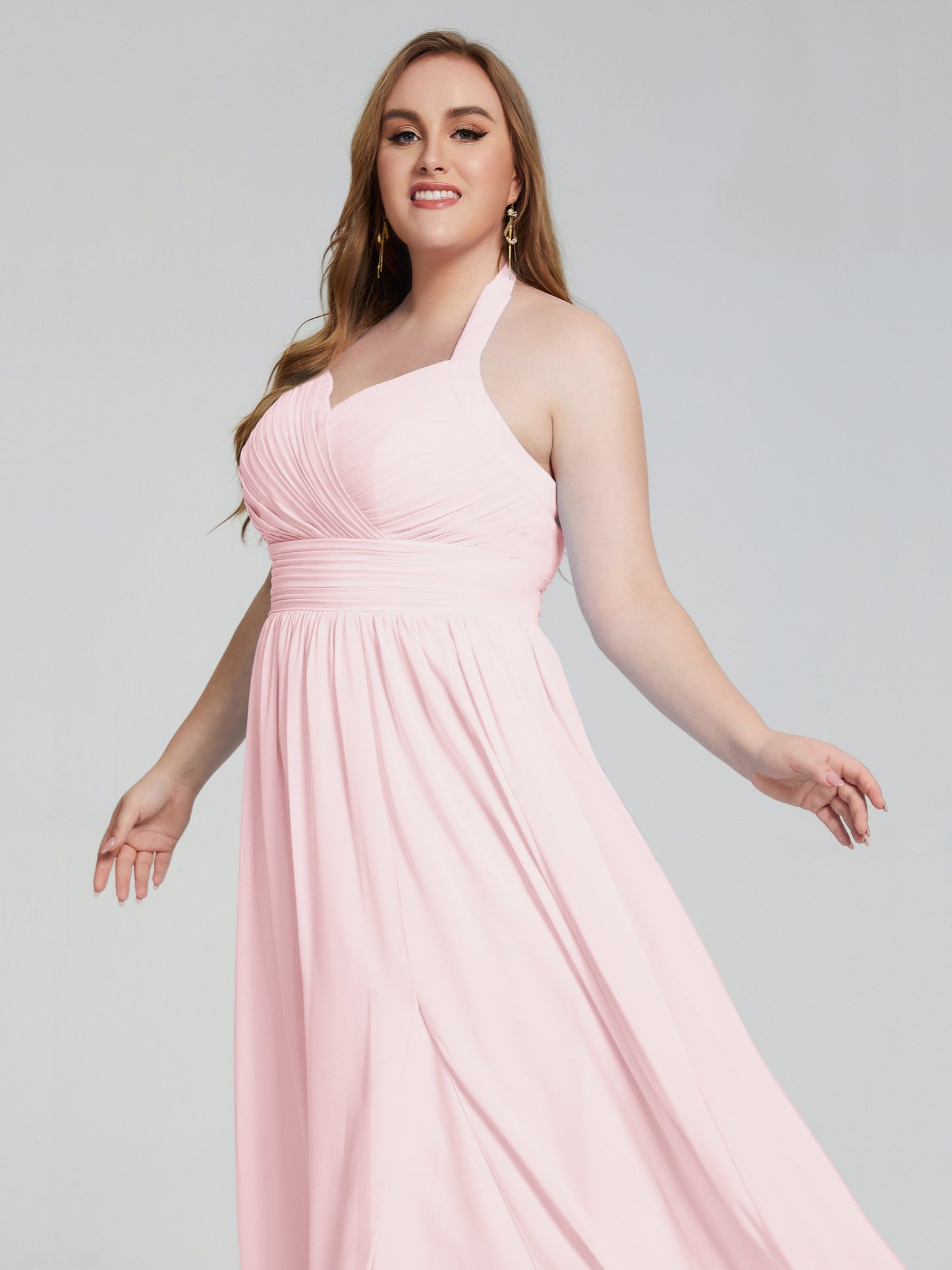 Presley Halter Split Plus Size Long Bridesmaid Dresses