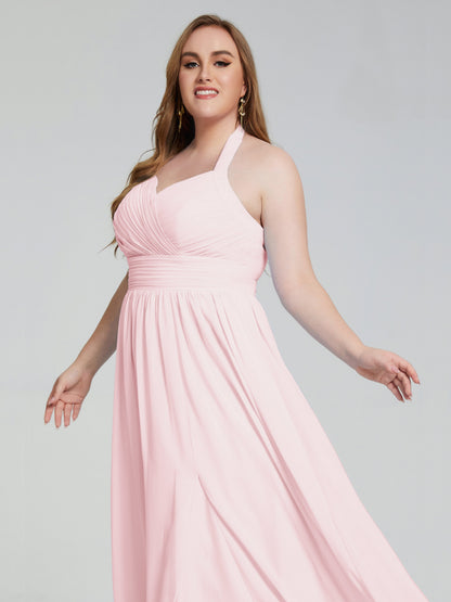 Presley Halter Split Plus Size Long Bridesmaid Dresses