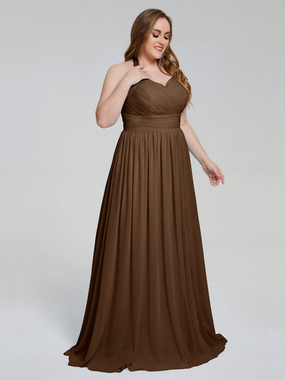 Presley Halter Split Plus Size Long Bridesmaid Dresses