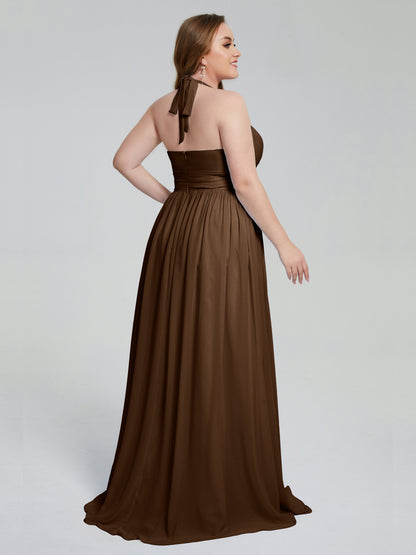 Presley Halter Split Plus Size Long Bridesmaid Dresses