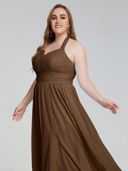 Presley Halter Split Plus Size Long Bridesmaid Dresses