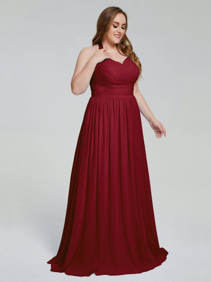 Presley Halter Split Plus Size Long Bridesmaid Dresses