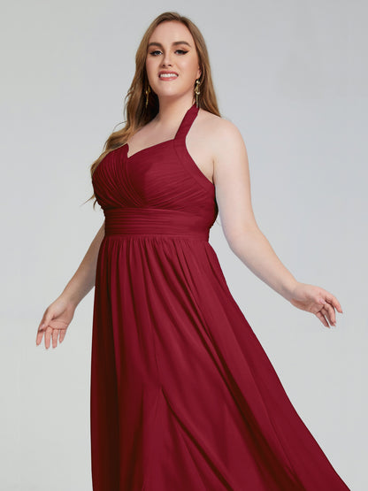 Presley Halter Split Plus Size Long Bridesmaid Dresses