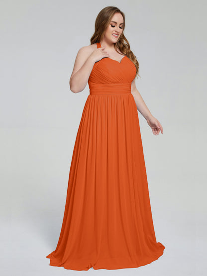 Presley Halter Split Plus Size Long Bridesmaid Dresses