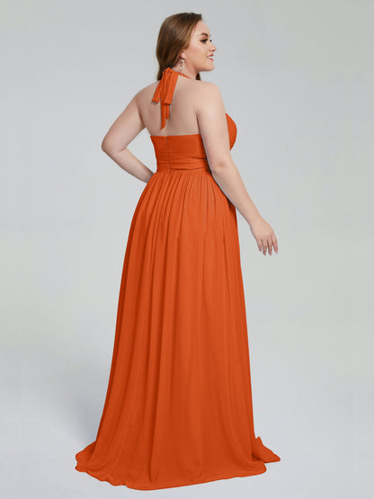 Presley Halter Split Plus Size Long Bridesmaid Dresses