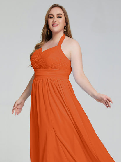 Presley Halter Split Plus Size Long Bridesmaid Dresses
