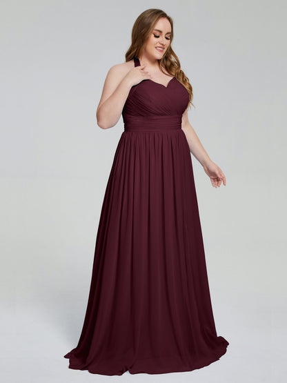 Presley Halter Split Plus Size Long Bridesmaid Dresses