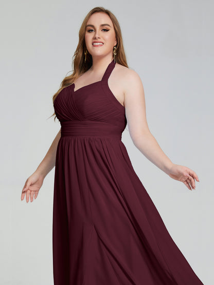 Presley Halter Split Plus Size Long Bridesmaid Dresses