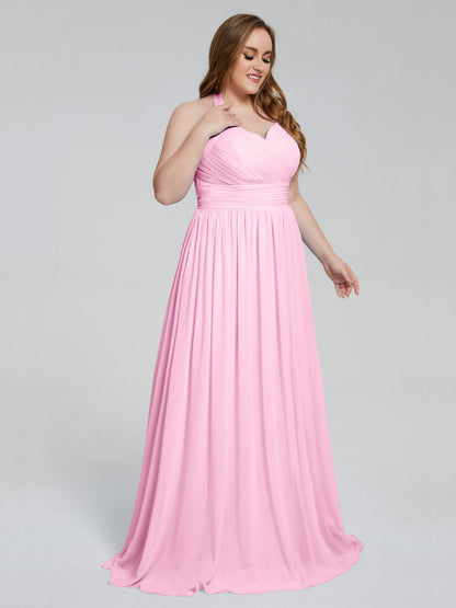 Presley Halter Split Plus Size Long Bridesmaid Dresses