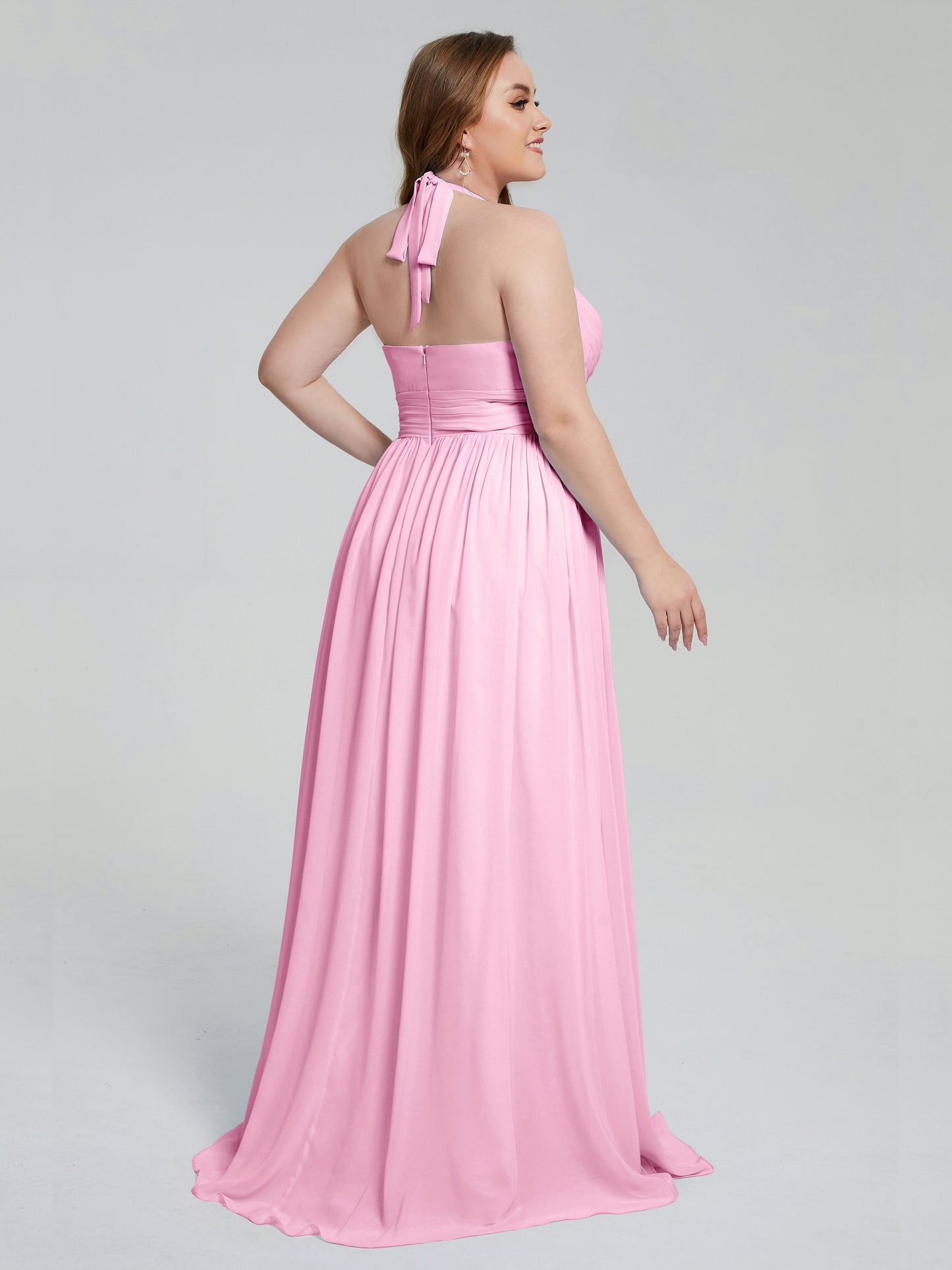 Presley Halter Split Plus Size Long Bridesmaid Dresses