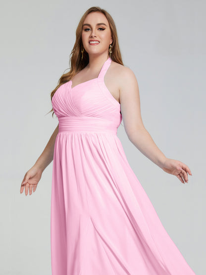 Presley Halter Split Plus Size Long Bridesmaid Dresses