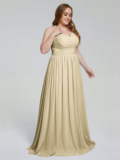 Presley Halter Split Plus Size Long Bridesmaid Dresses