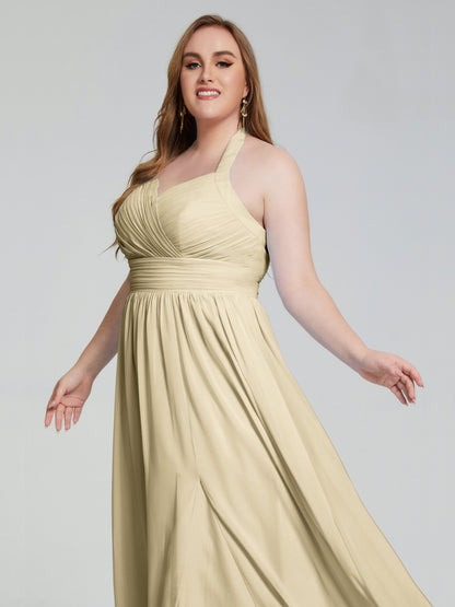 Presley Halter Split Plus Size Long Bridesmaid Dresses