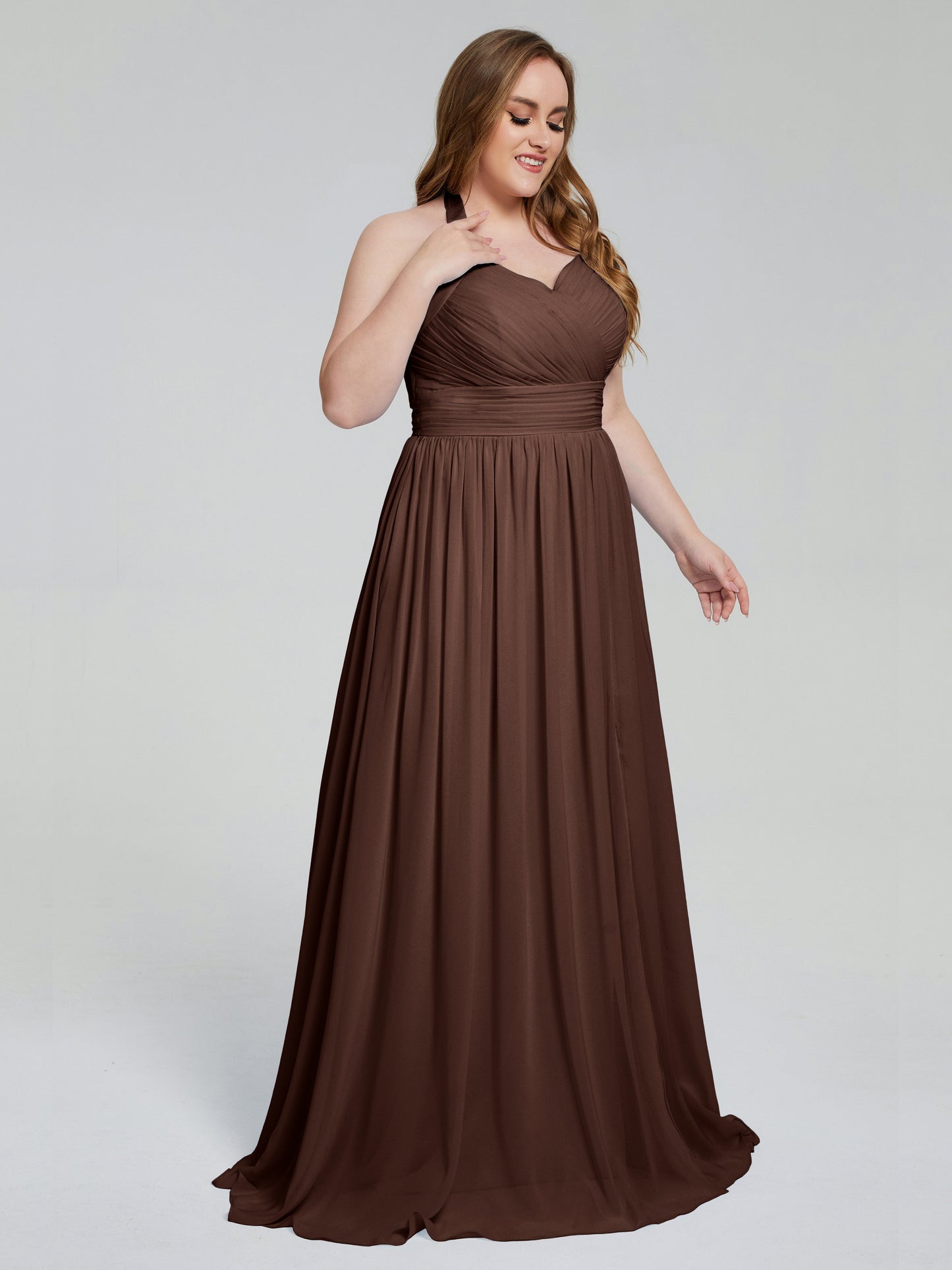 Presley Halter Split Plus Size Long Bridesmaid Dresses