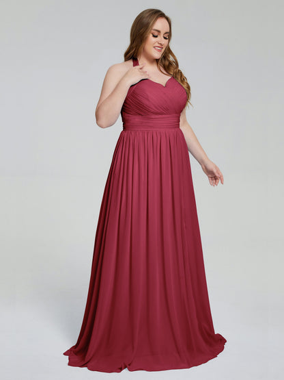 Presley Halter Split Plus Size Long Bridesmaid Dresses