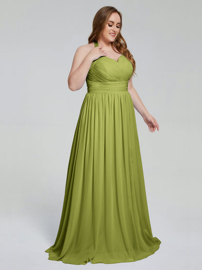 Presley Halter Split Plus Size Long Bridesmaid Dresses