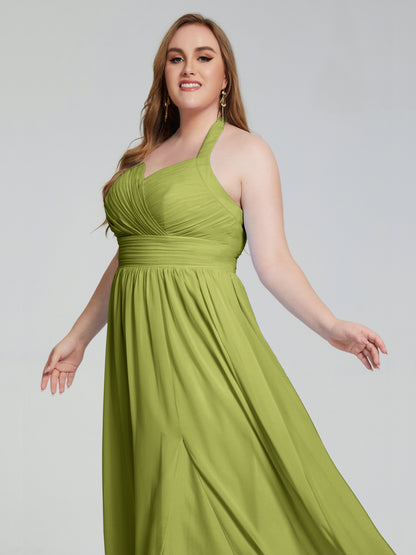 Presley Halter Split Plus Size Long Bridesmaid Dresses